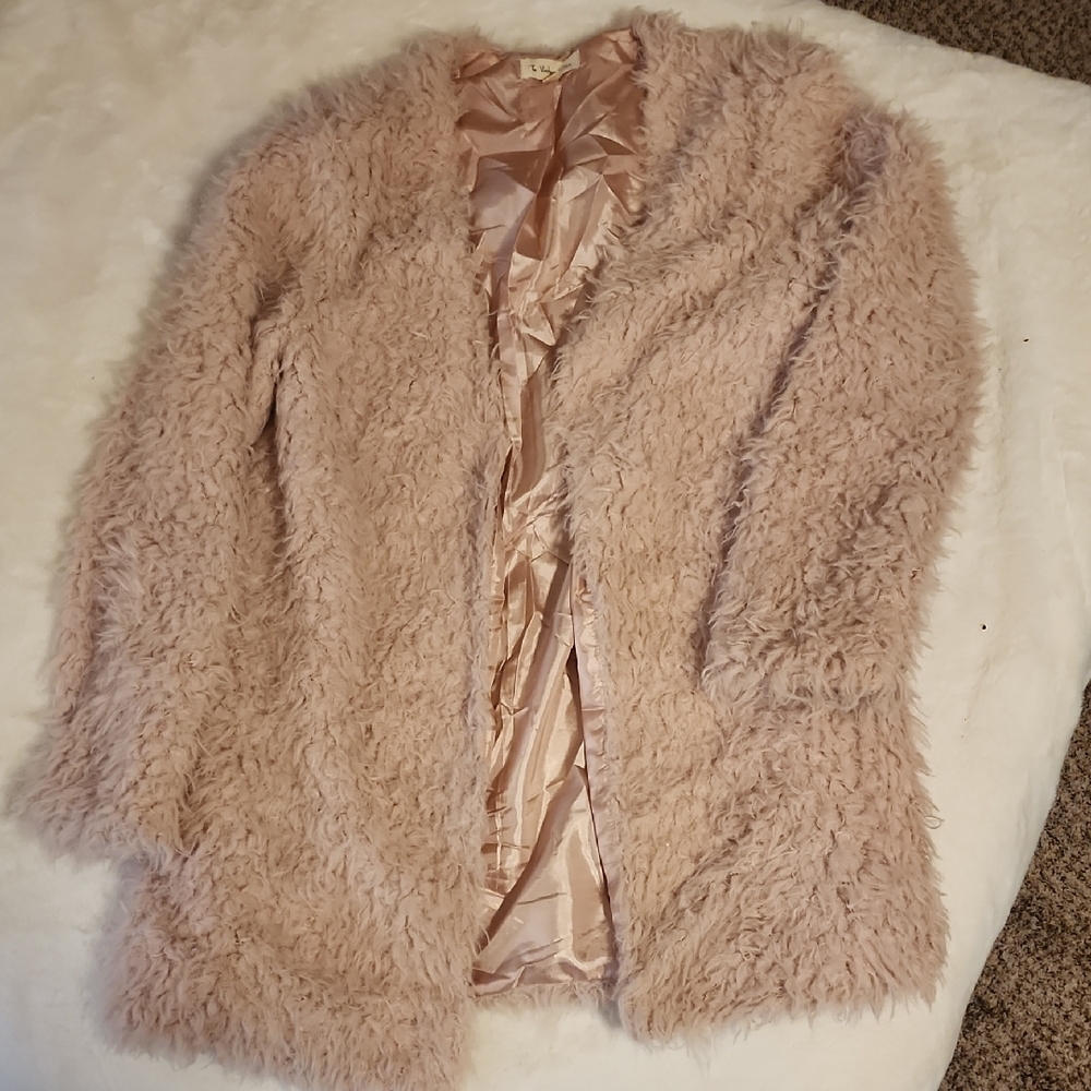 Pink Teddy Jacket Plush Faux Fur Cozy